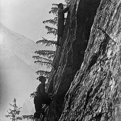 Couttet Champion and Roger Frison-Roche train on the Gaillands rock