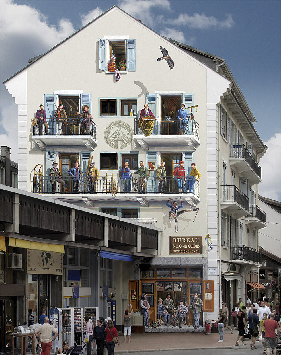 Fresco of the 20 key figures of Mont Blanc | Rue Paccard | Chamonix-Mont-Blanc